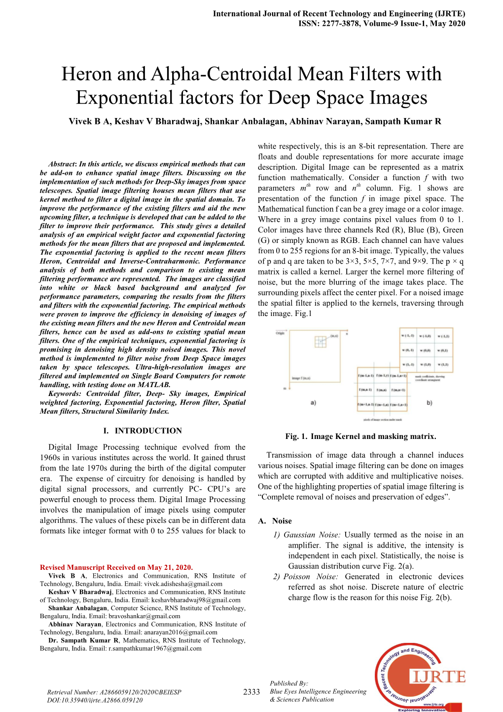 Heron and Alpha-Centroidal Mean Filters with Exponential Factors For