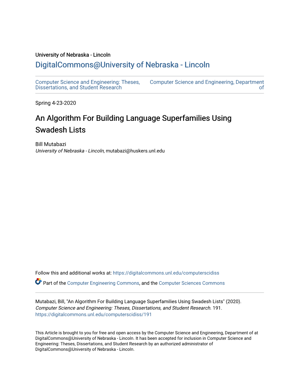 An Algorithm for Building Language Superfamilies Using Swadesh Lists