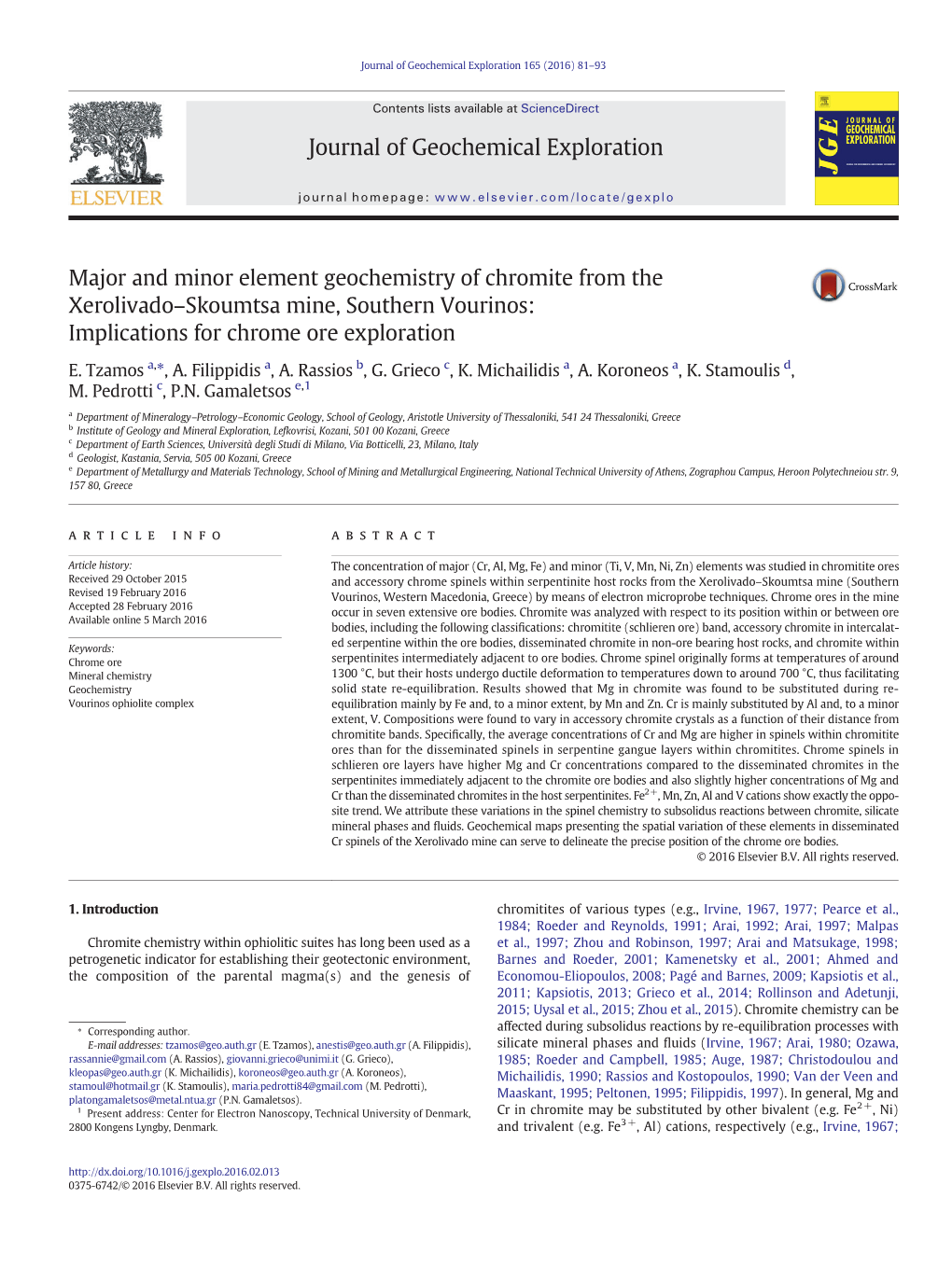 Journal of Geochemical Exploration 165 (2016) 81–93