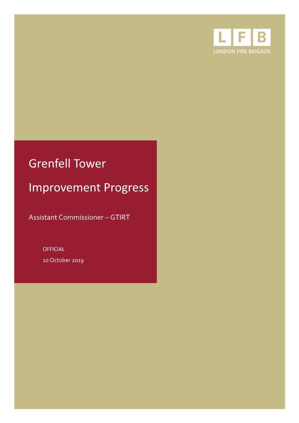 Grenfell Tower Improvement Progress