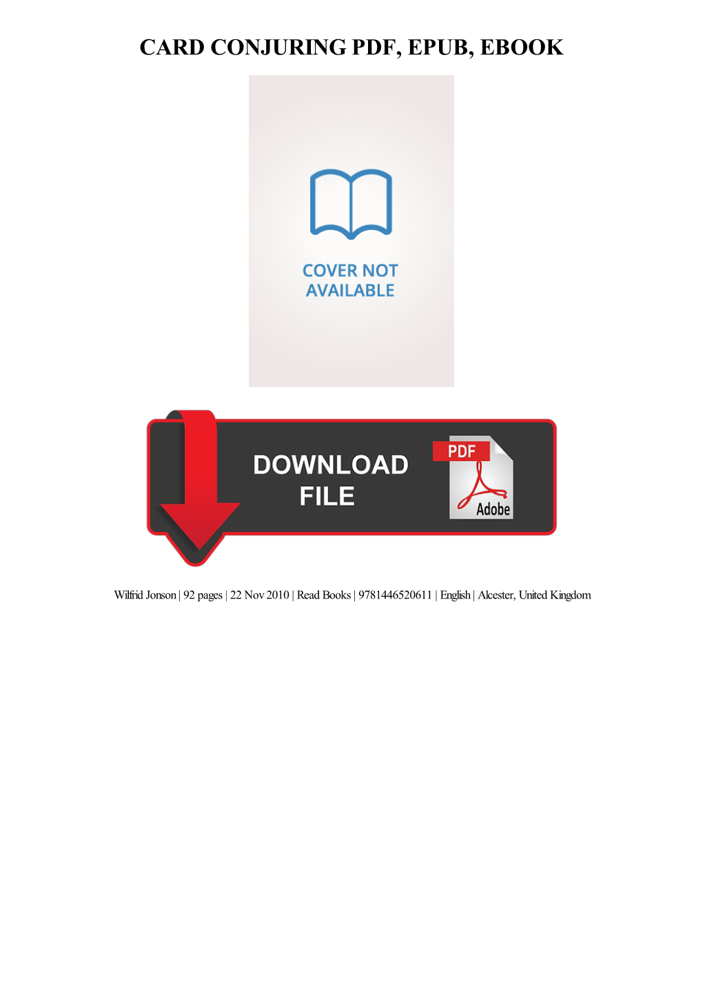 Ebook Download Card Conjuring Ebook Free Download