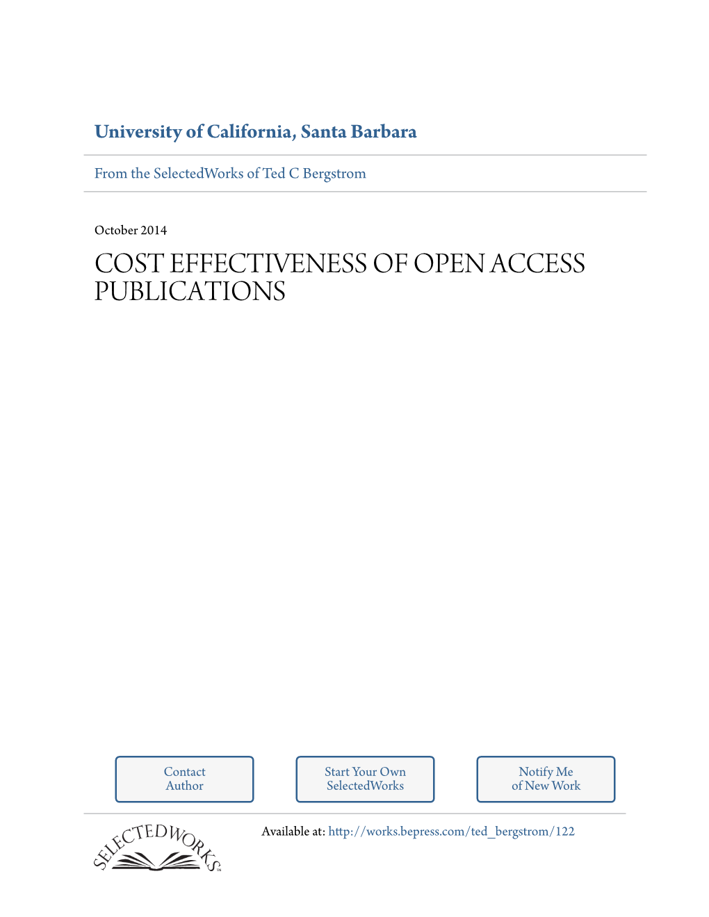 Cost Effectiveness of Open Access Publications