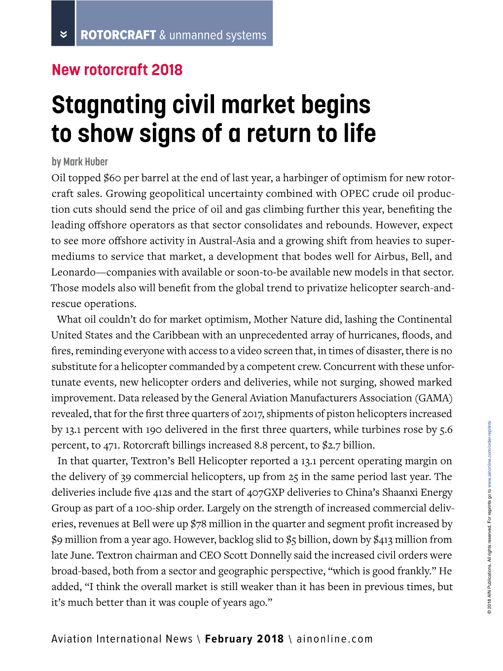 Stagnating Civil Market Begins to Show Signs of a Return to Life