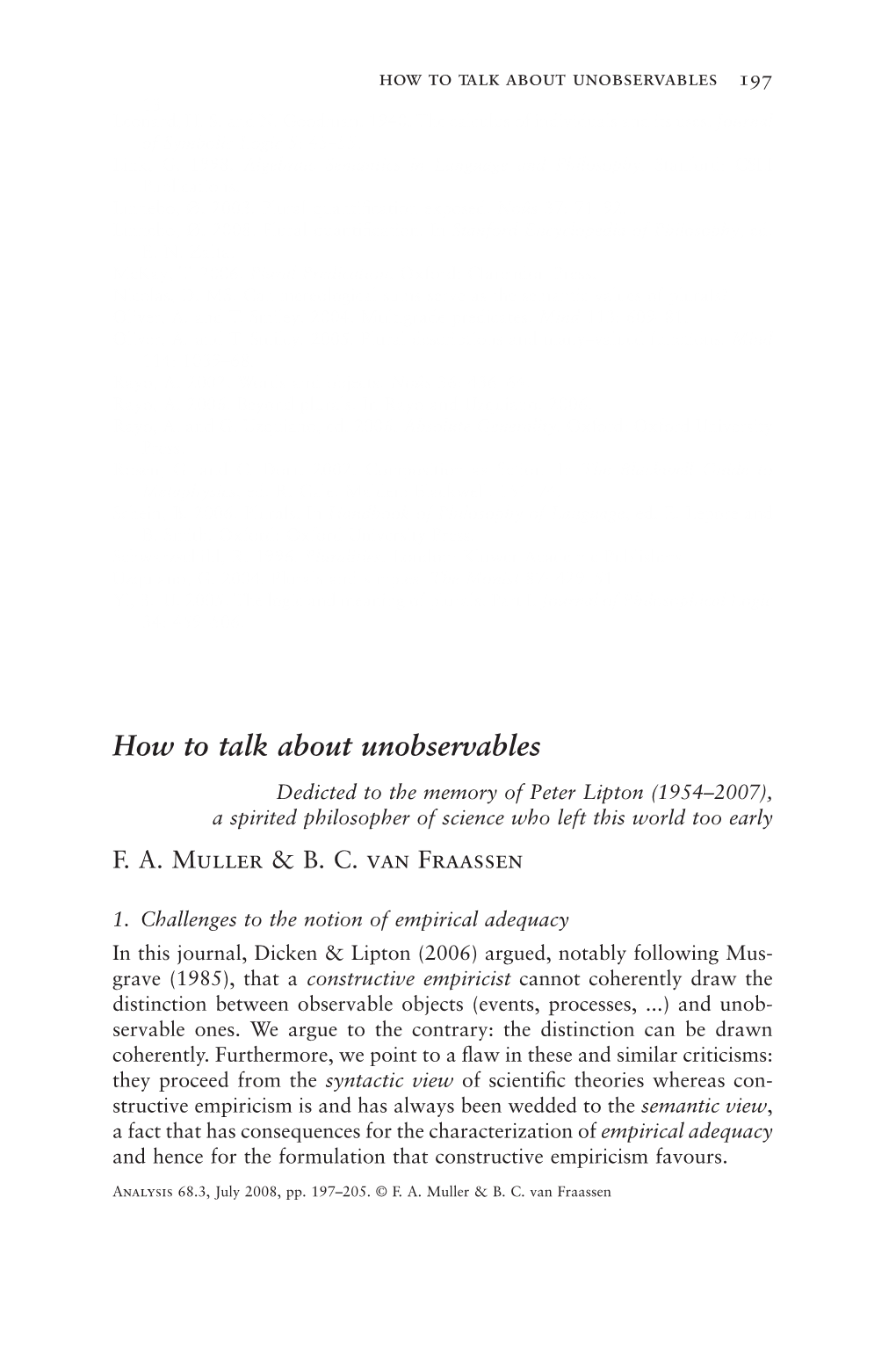 How to Talk About Unobservables 197 13 Leonard, H