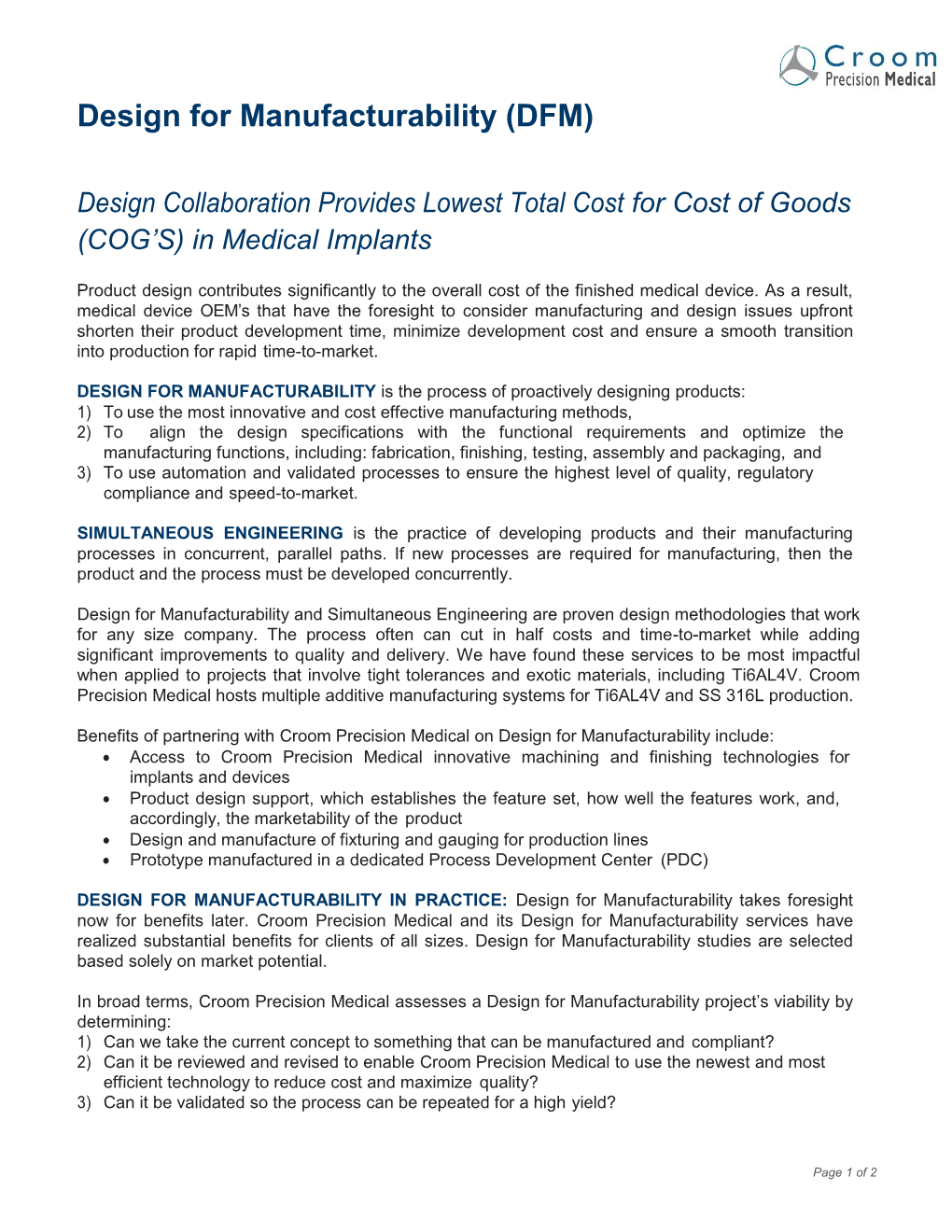 Design for Manufacturability (DFM)