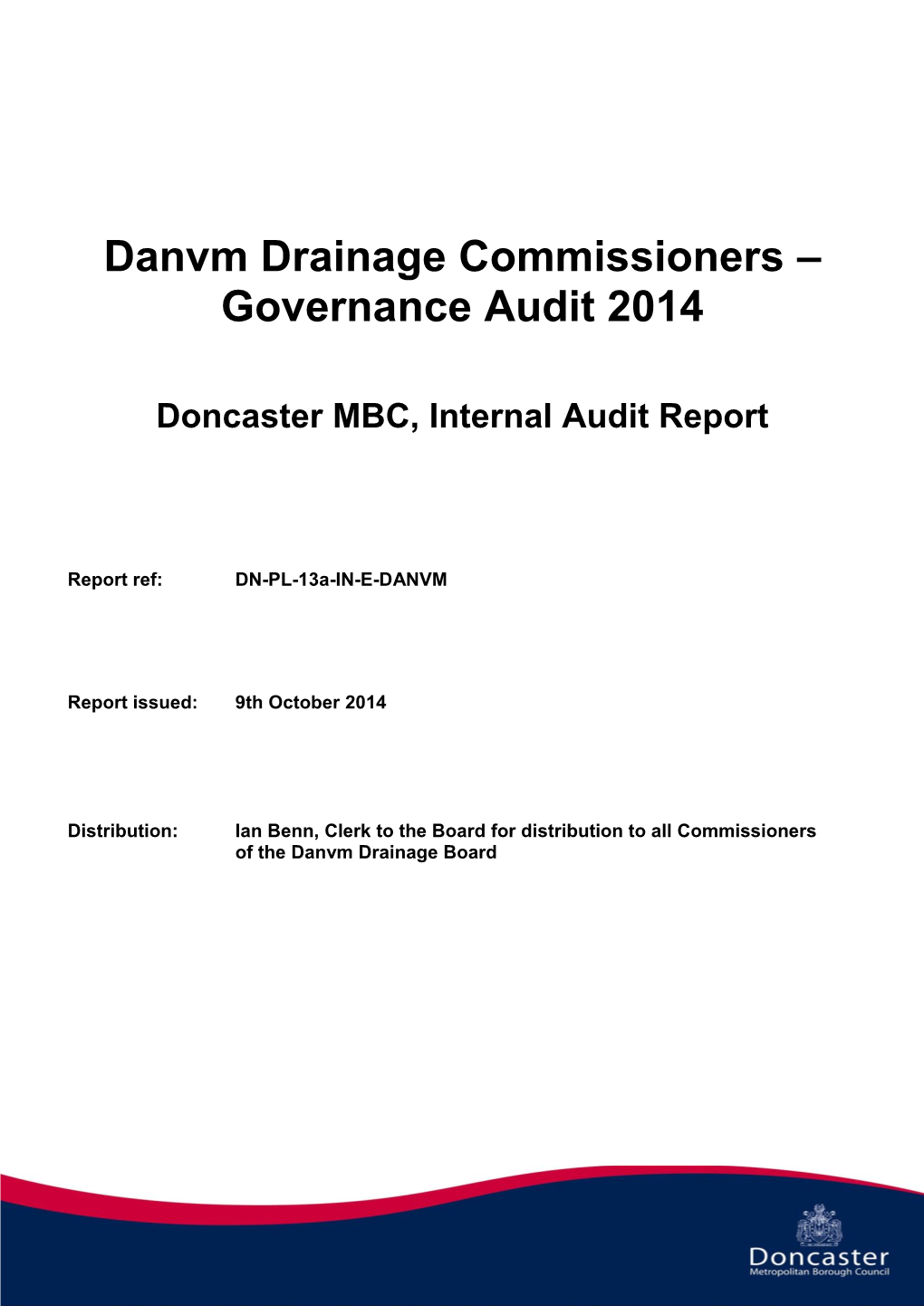 Danvm Drainage Commissioners – Governance Audit 2014