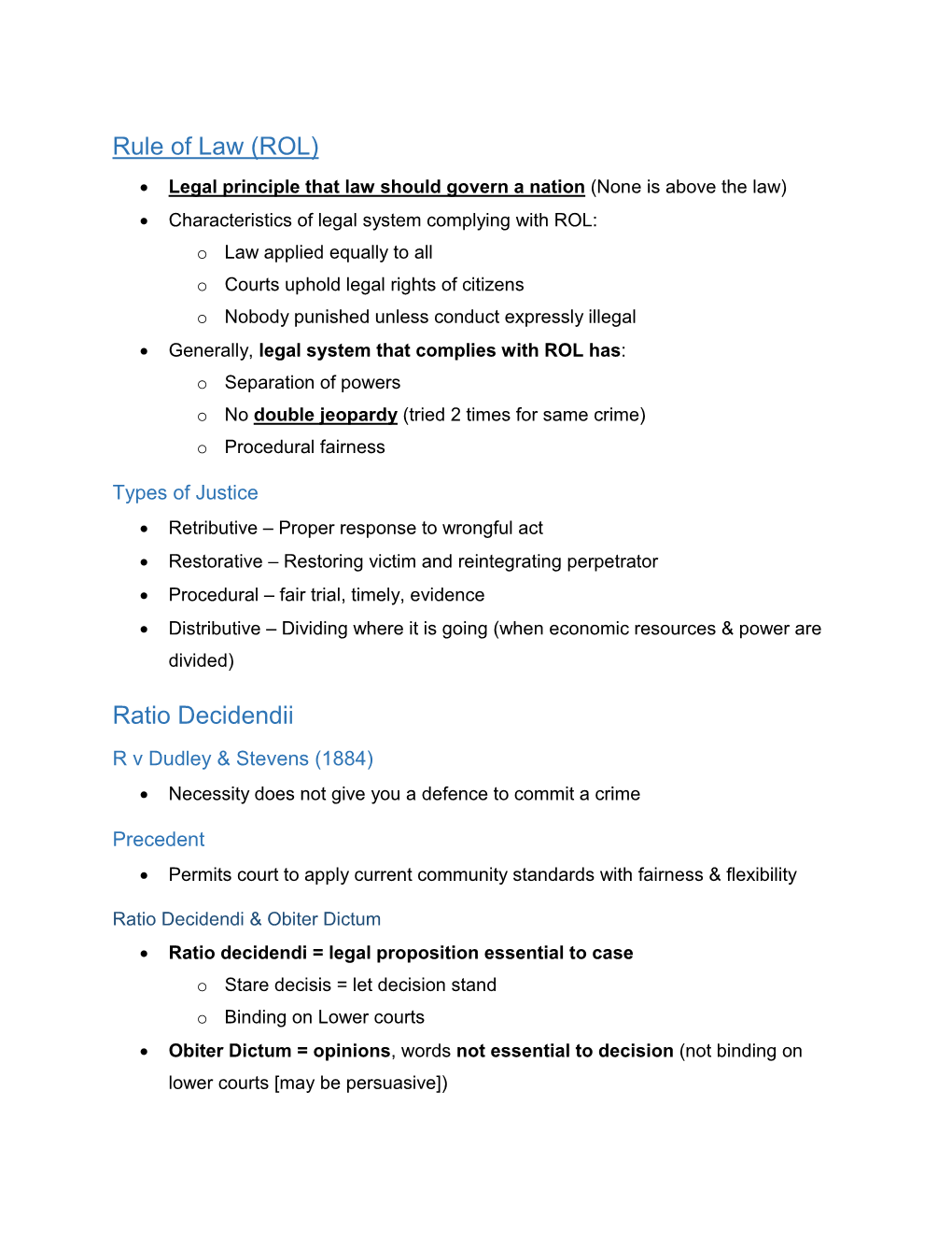 Rule of Law (ROL) Ratio Decidendii