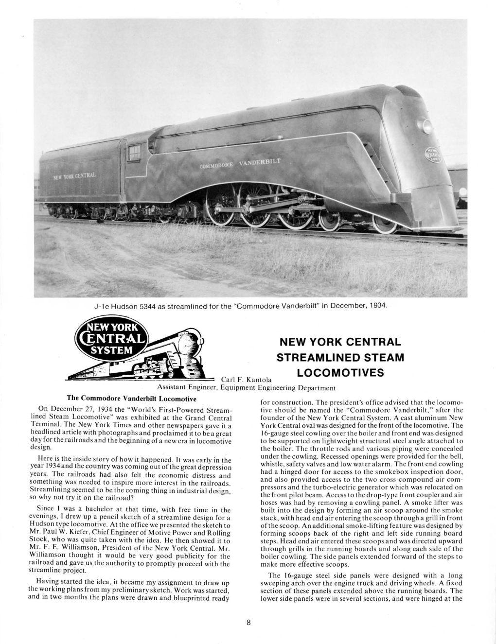 NEW YORK CENTRAL STREAMLINED STEAM LOCOMOTIVES Ca Rl F