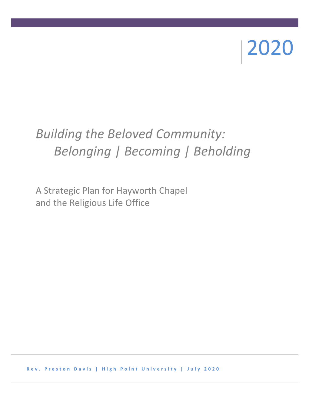 Chapel Strategic Plan