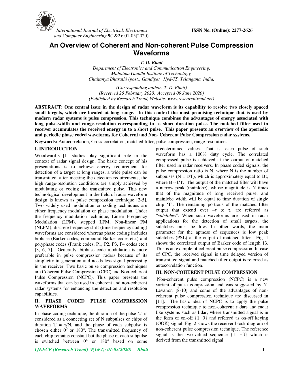 An Overview of Coherent and Non-Coherent Pulse Compression Waveforms T