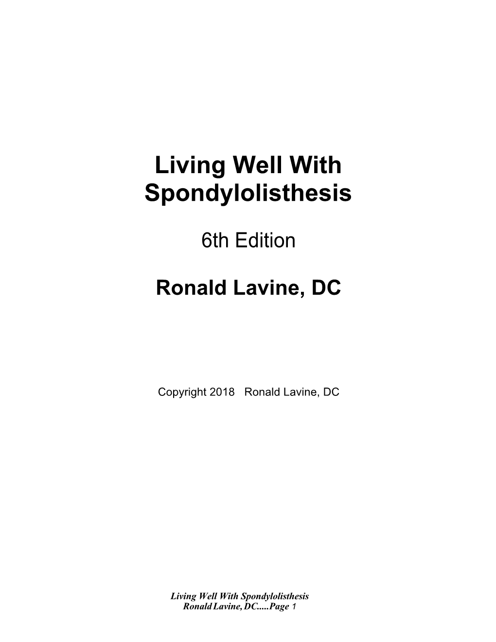 Living Well with Spondylolisthesis