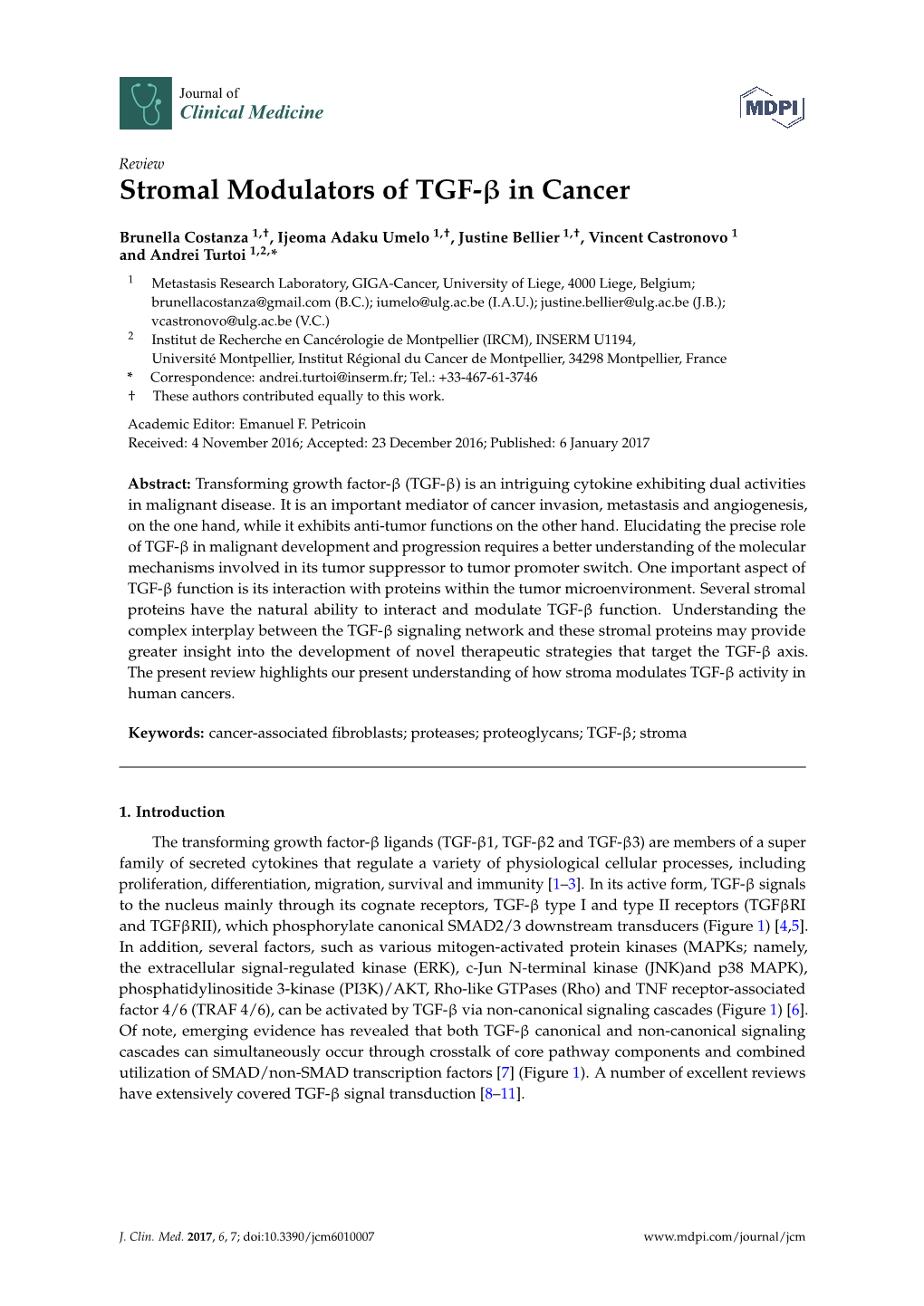 Stromal Modulators of TGF- in Cancer