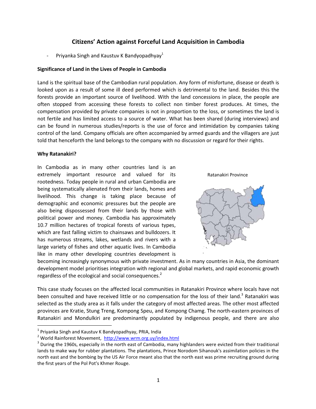 Citizens' Action Against Forceful Land Acquisition in Cambodia