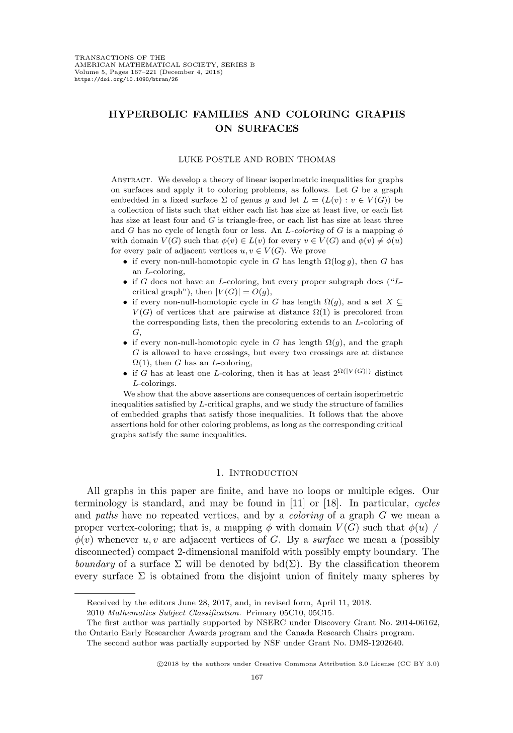 Hyperbolic Families and Coloring Graphs on Surfaces