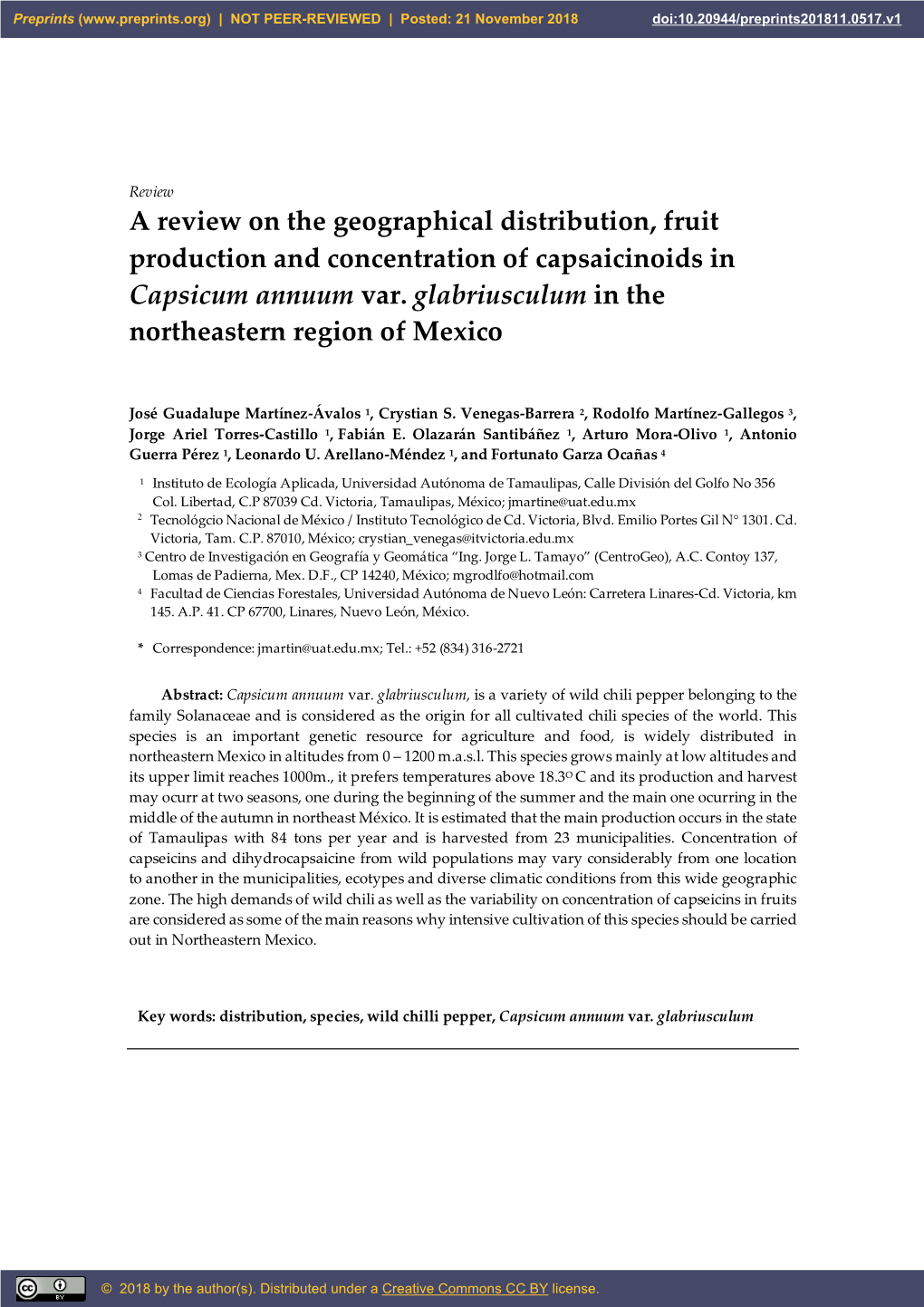 A Review on the Geographical Distribution, Fruit Production and Concentration of Capsaicinoids in Capsicum Annuum Var
