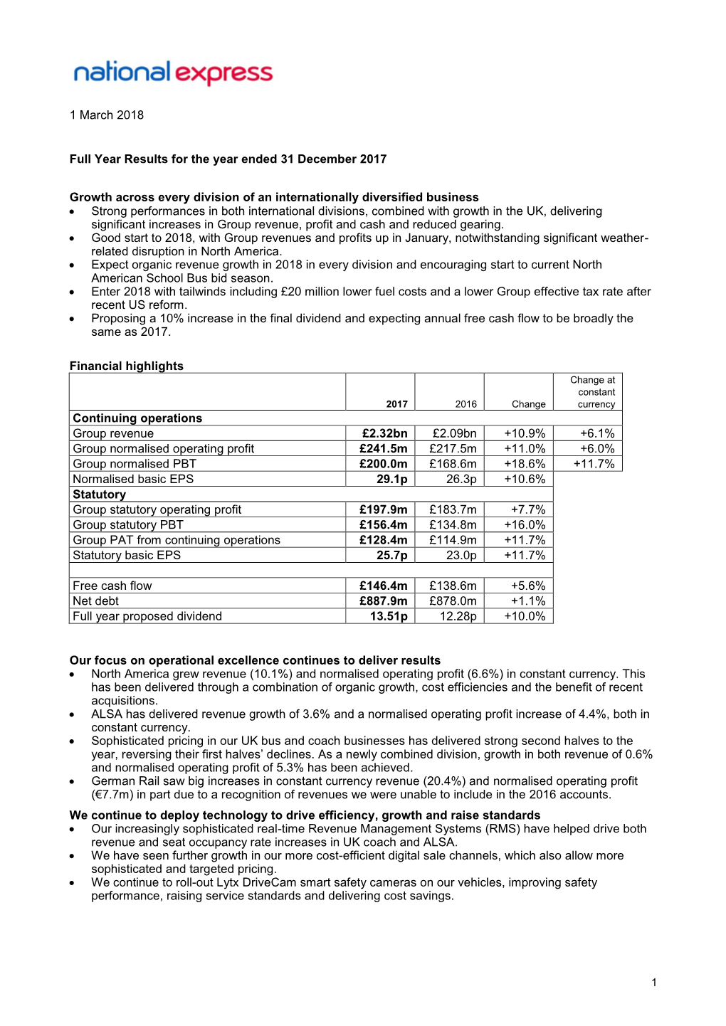 We Have Audited the Group Financial Statements of National Express Group PLC for the Year Ended 31 December 2008 Which Comprise