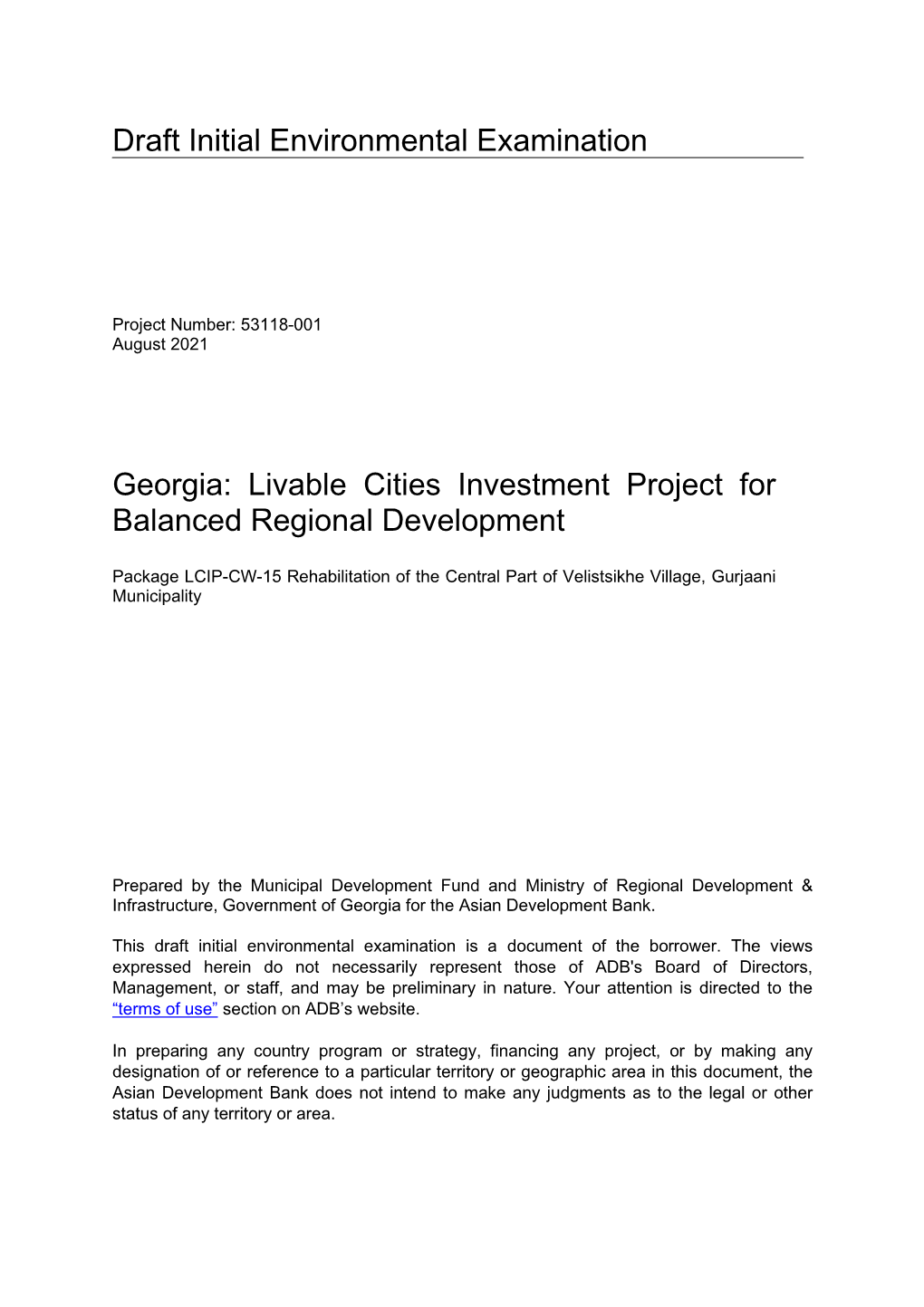 53118-001: Livable Cities Investment Project for Balanced Regional