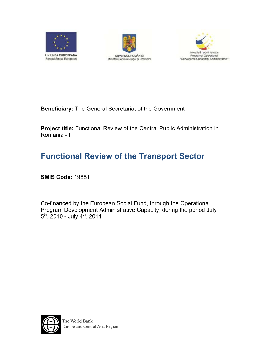 Functional Review Transport Sector