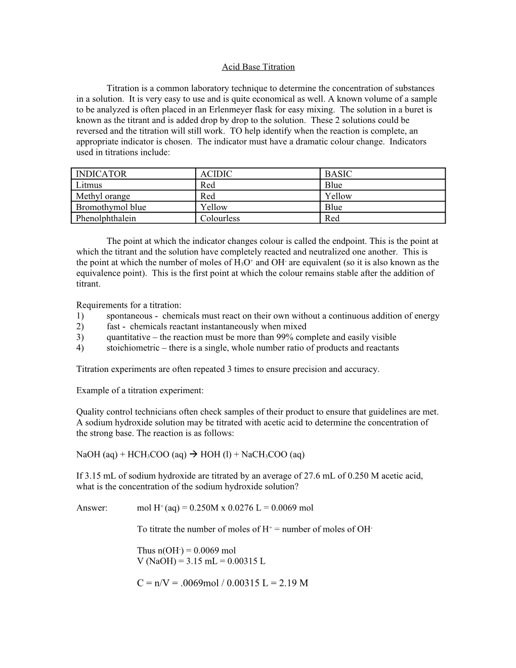 Acid Base Titration s1