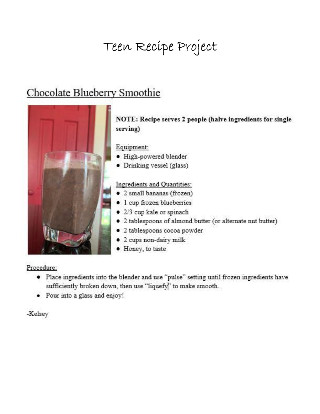 Teen Recipe Project