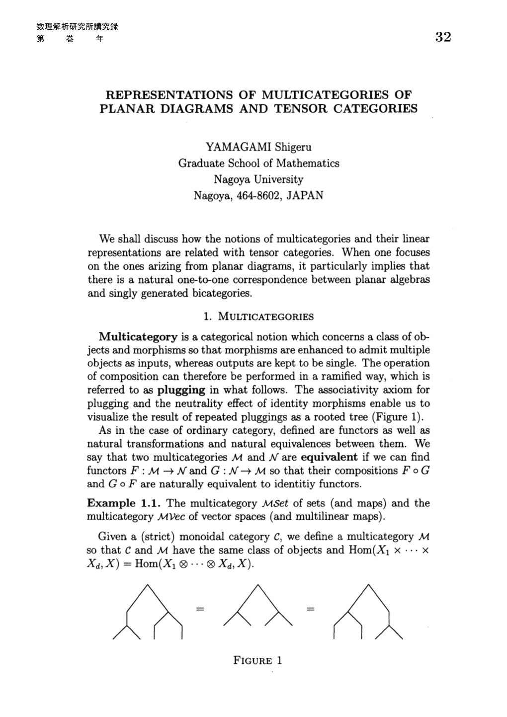 Representations of Multicategories of Planar Diagrams and Tensor Categories