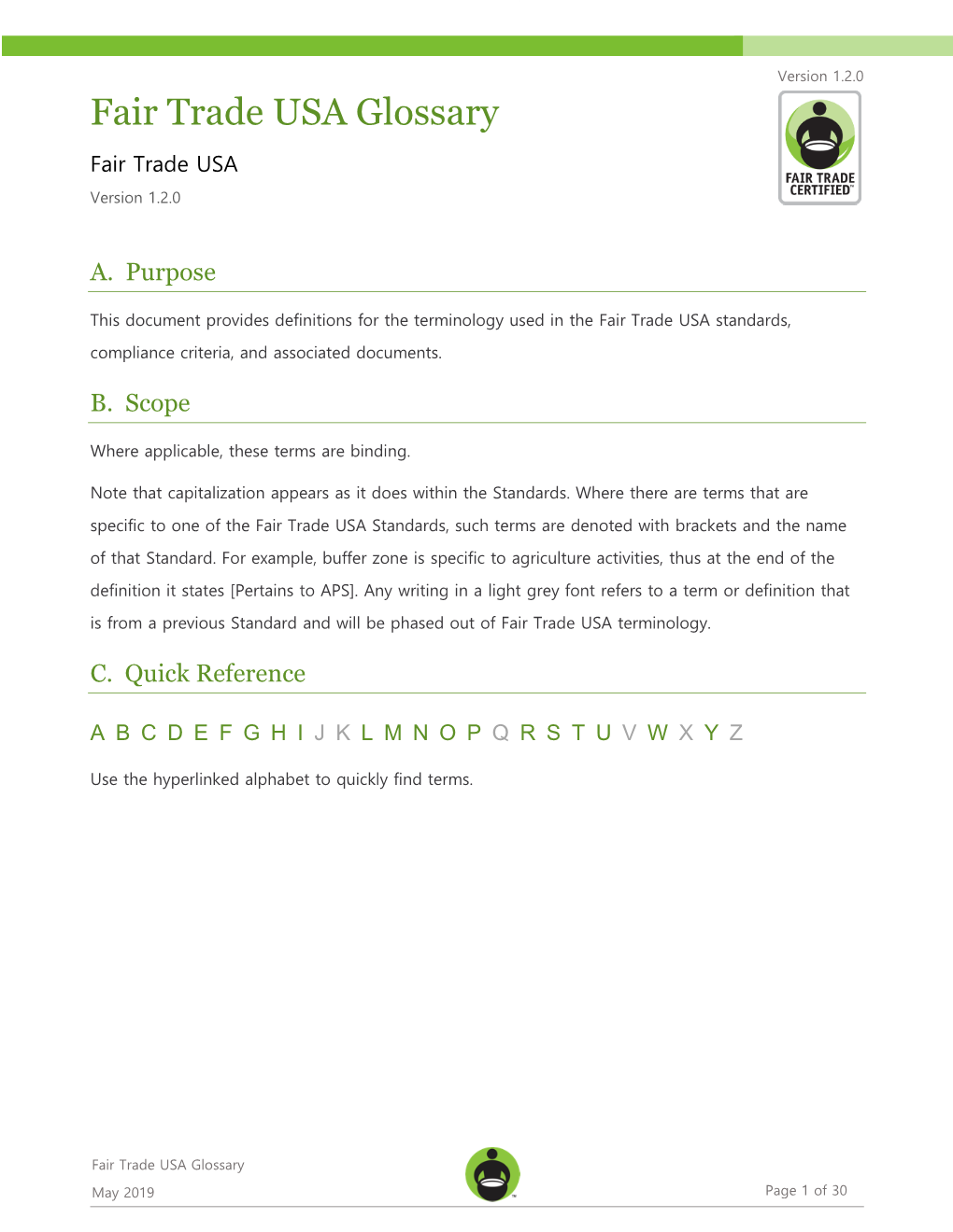 Fair Trade USA Glossary Fair Trade USA Version 1.2.0