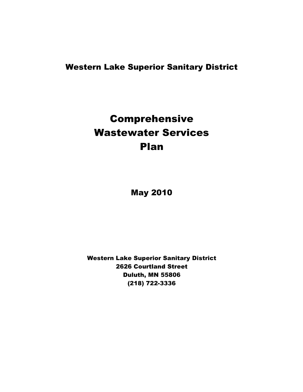 Comprehensive Wastewater Services Plan