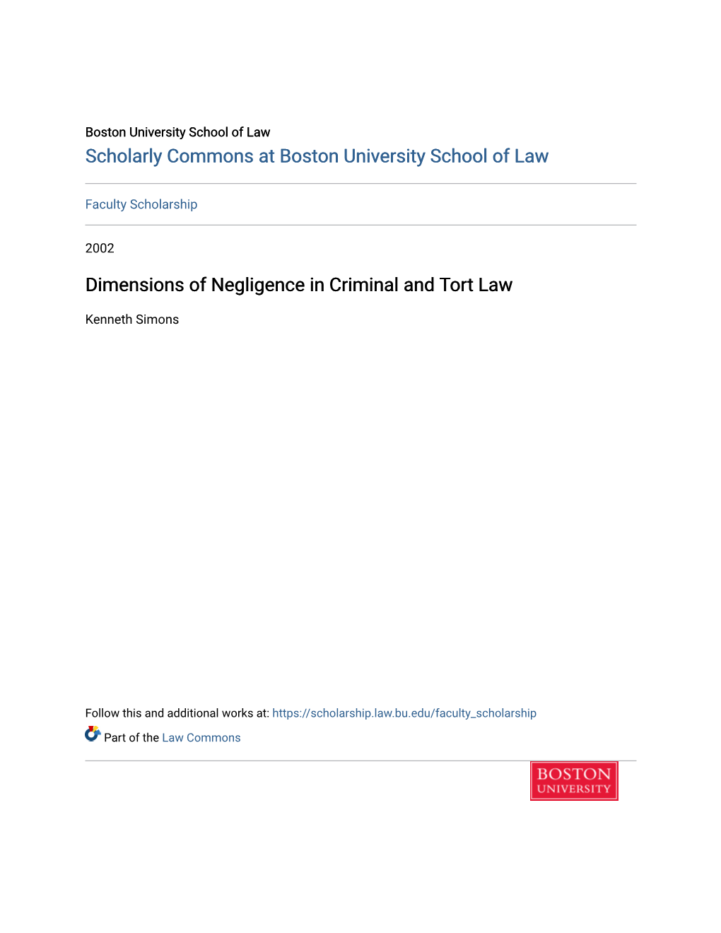 Dimensions of Negligence in Criminal and Tort Law