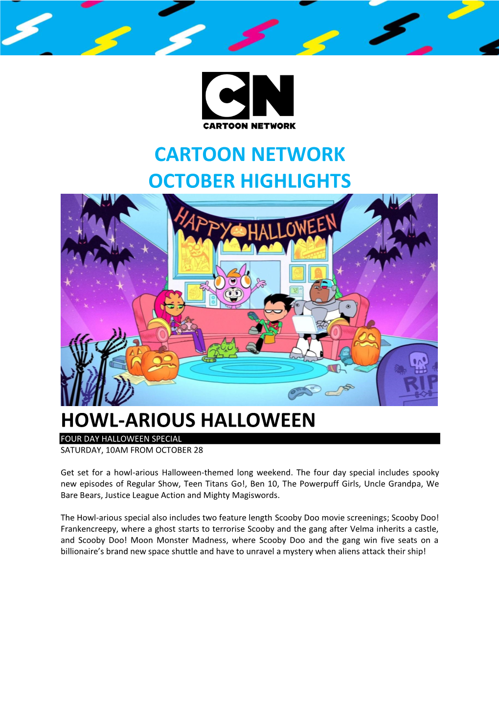 Cartoon Network October Highlights Howl-Arious