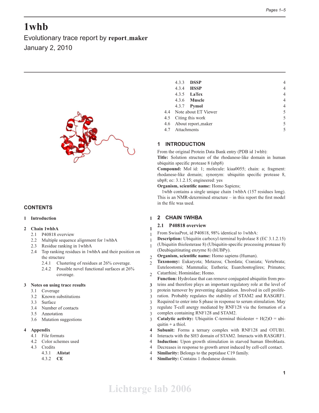 1Whb Lichtarge Lab 2006