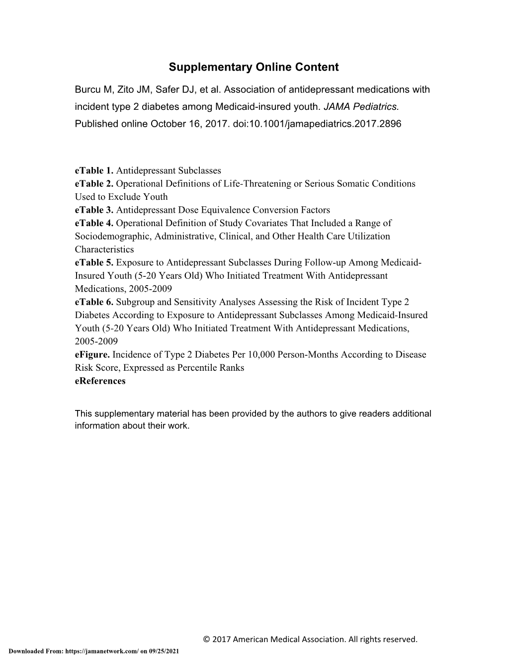 Association of Antidepressant Medications with Incident Type 2 Diabetes Among Medicaid-Insured Youth