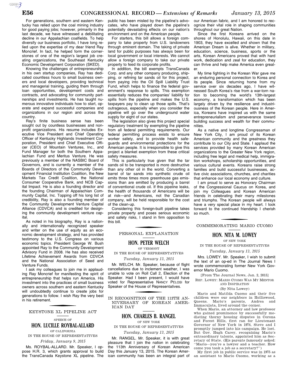 CONGRESSIONAL RECORD— Extensions of Remarks E56 HON