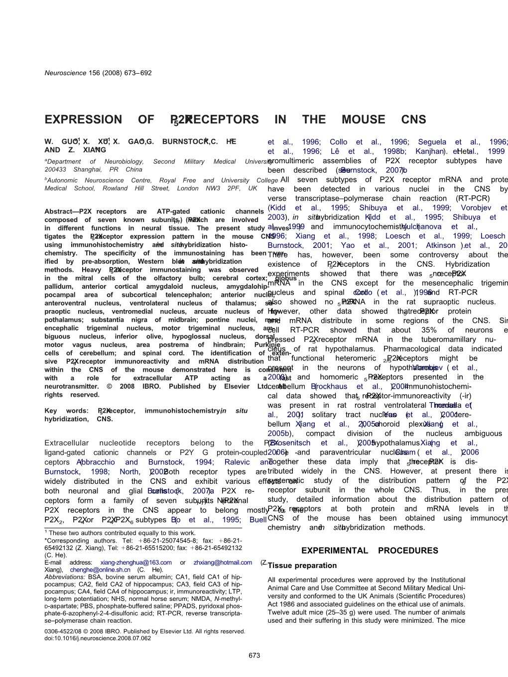 Expression of P2x5 Receptors in the Mouse Cns