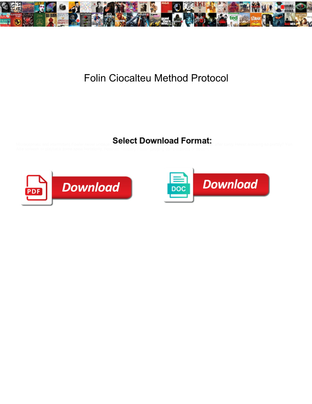 Folin Ciocalteu Method Protocol