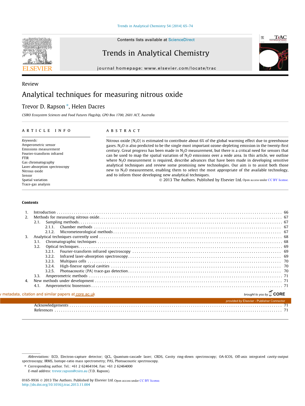 Analytical Techniques for Measuring Nitrous Oxide ⇑ Trevor D