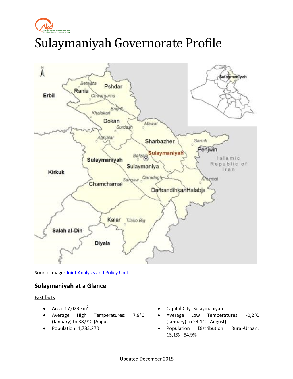 Sulaymaniyah Governorate Profile
