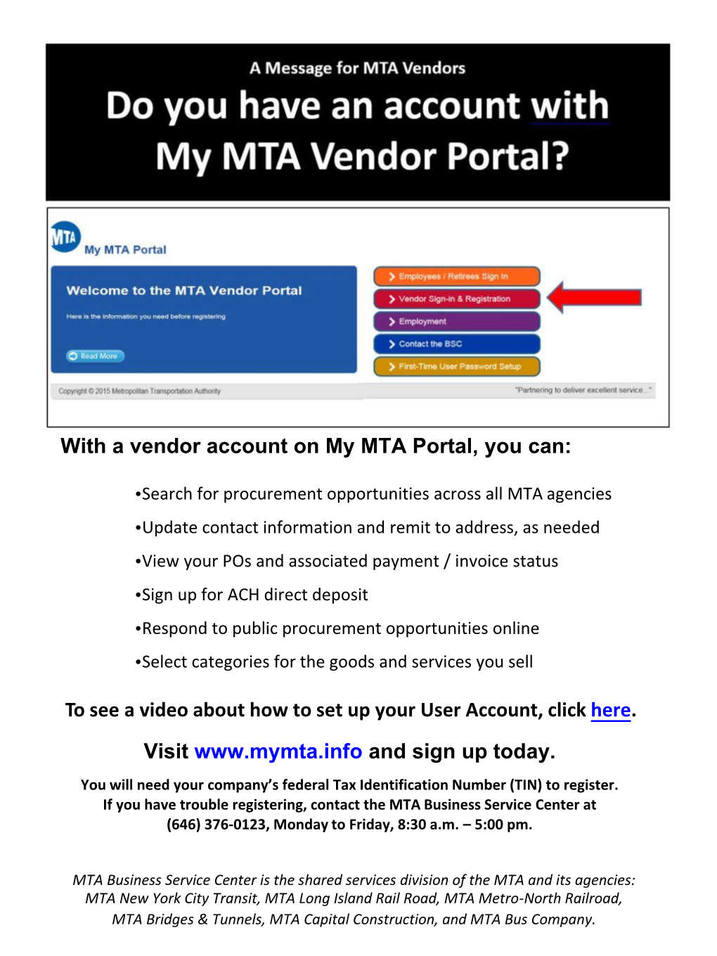 With a Vendor Account on My MTA Portal, You Can