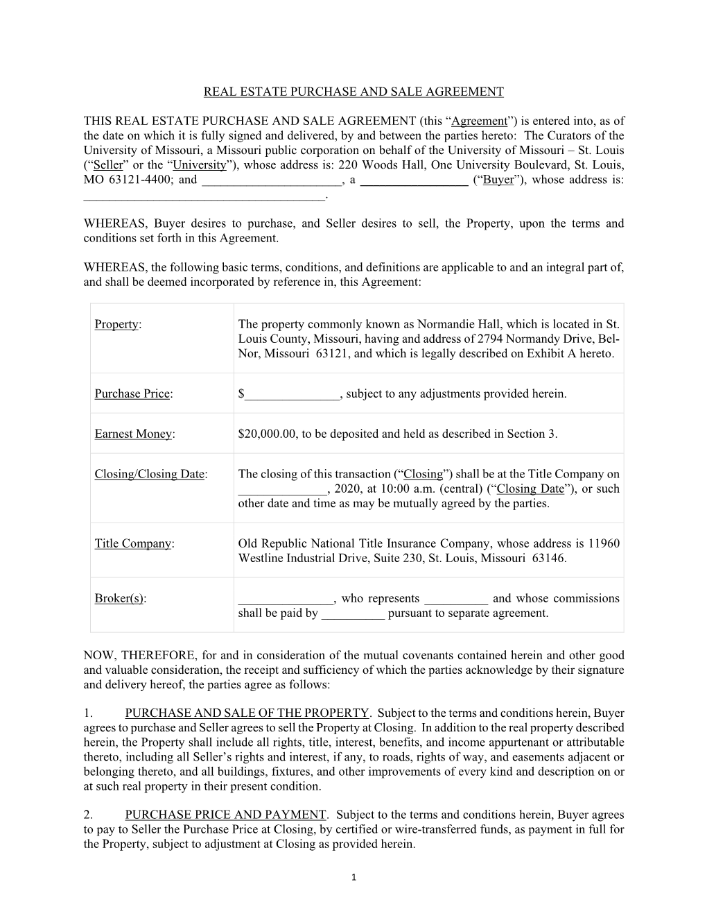 Form Real Estate Purchase and Sale Agreement (Simple) (00013467)