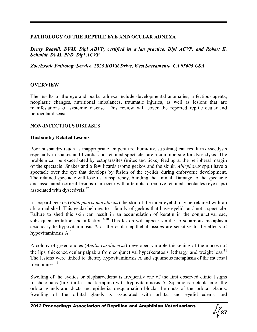 Pathology of the Reptile Eye and Ocular Adnexa