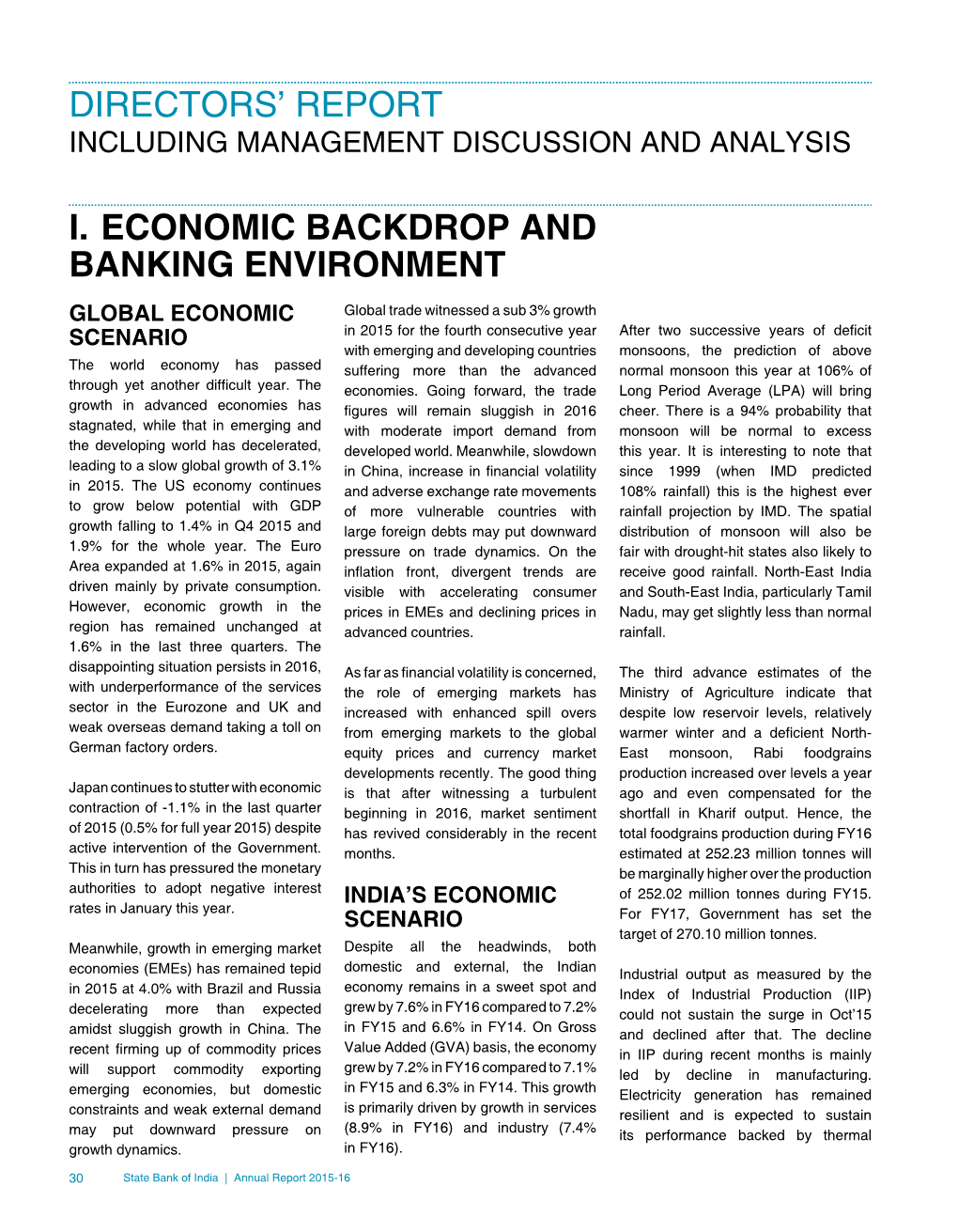 I. Economic Backdrop and Banking Environment