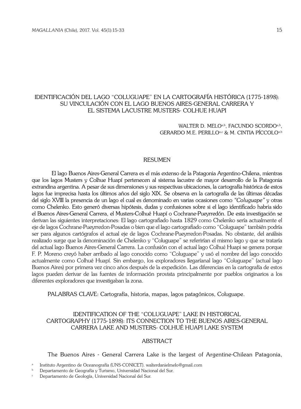 Su Vinculación Con El Lago Buenos Aires-General Carrera Y El Sistema Lacustre Musters- Colhue Huapi