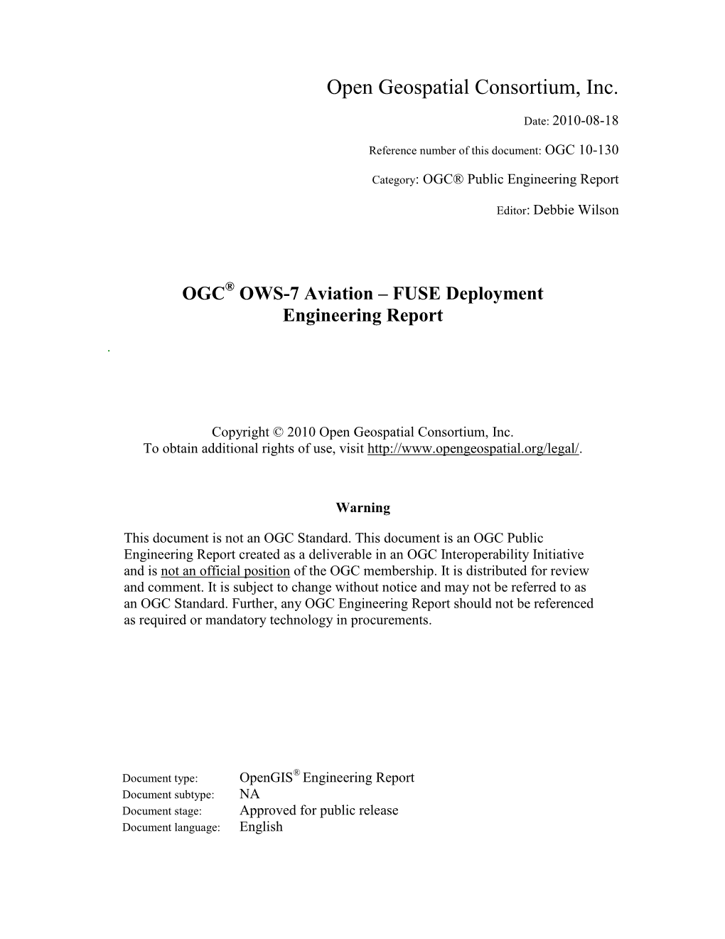 Open Geospatial Consortium, Inc