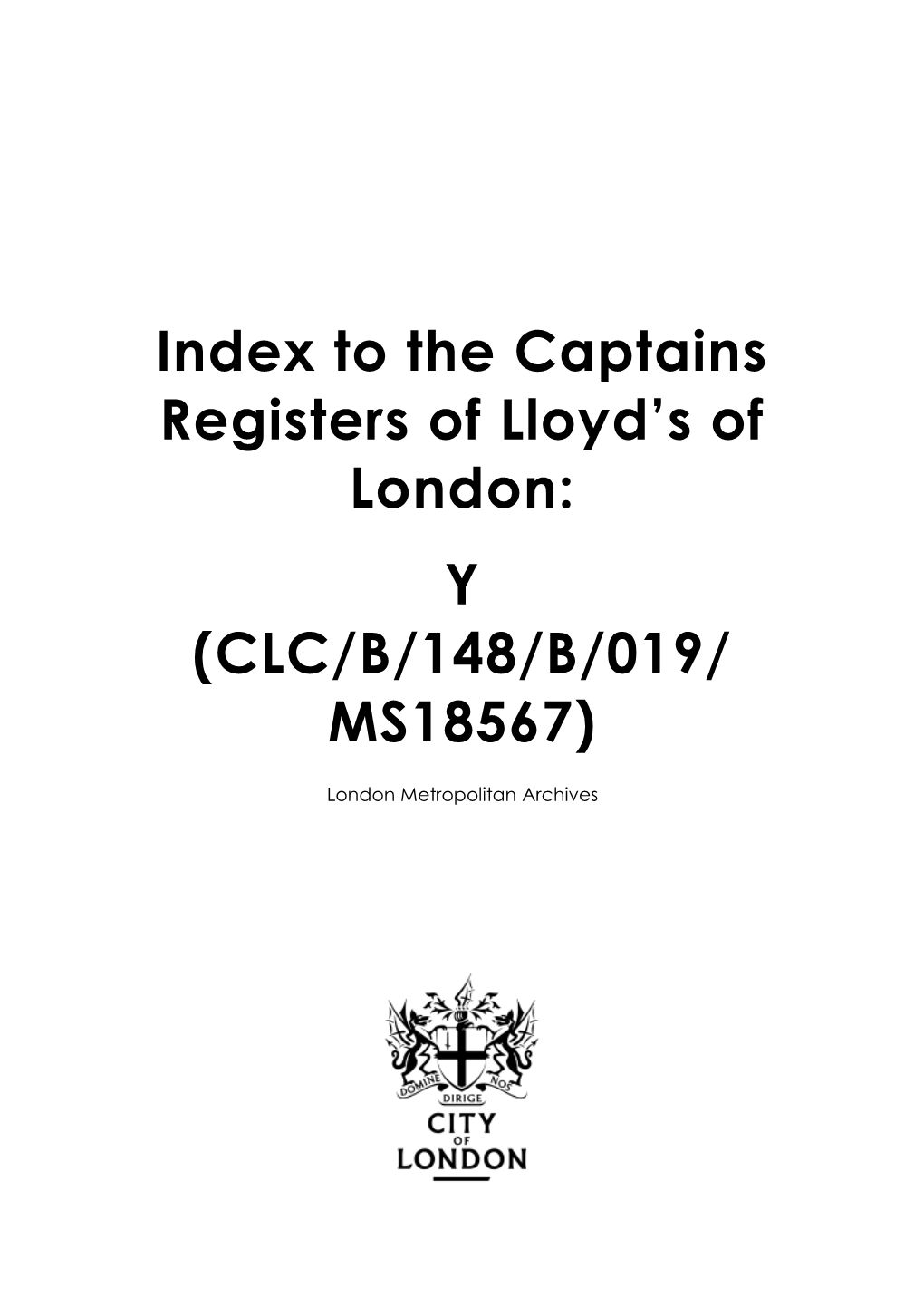 Index to the Captains Register of Lloyds of London