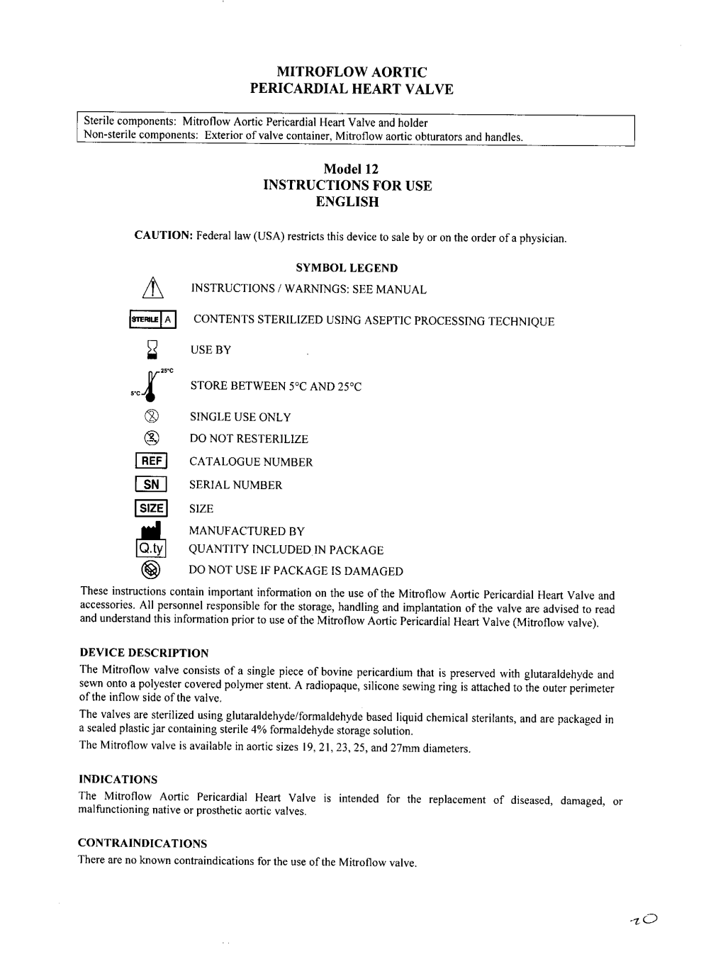 Mitroflow Aortic Pericardial Heart Valve Instructions