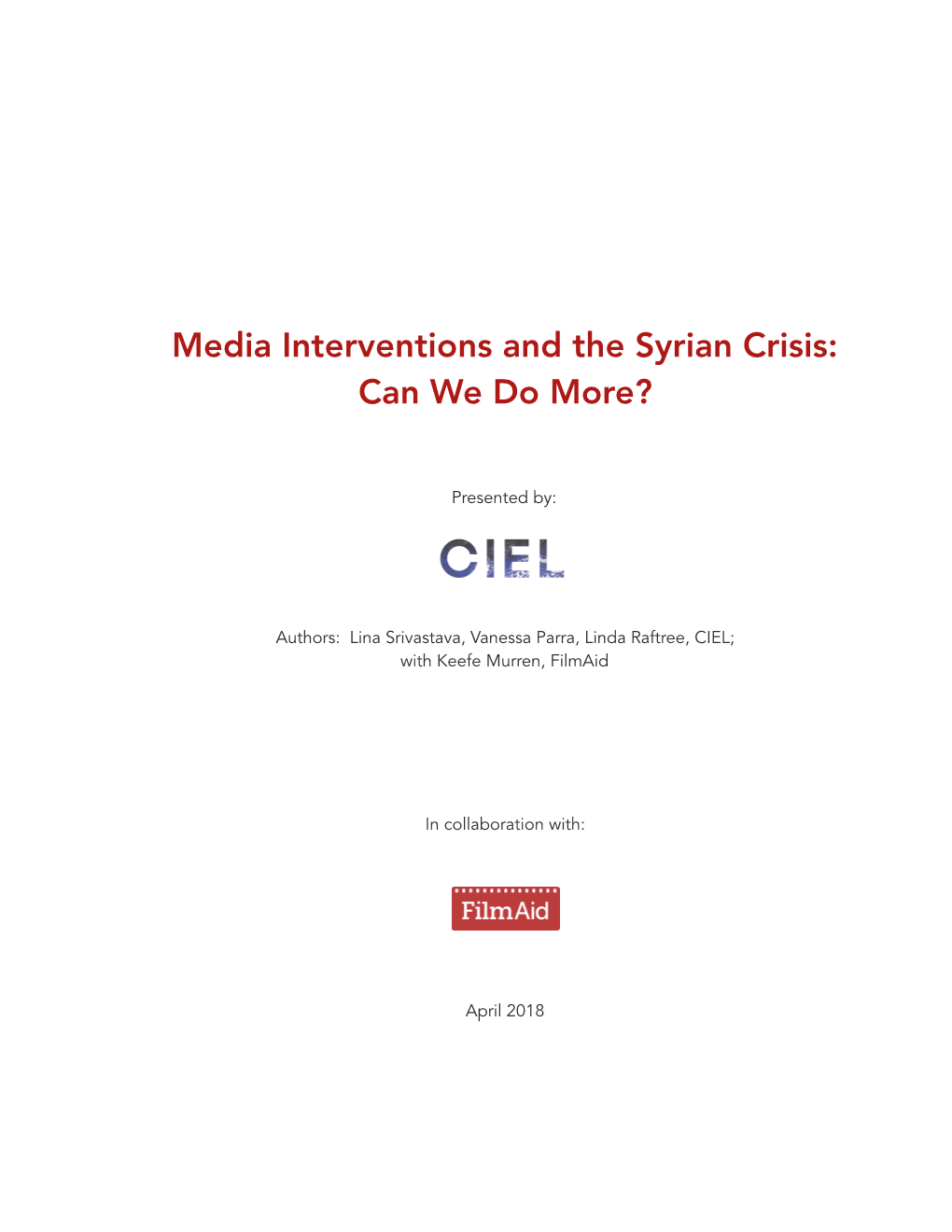 Media Interventions and the Syrian Crisis: Can We Do More?