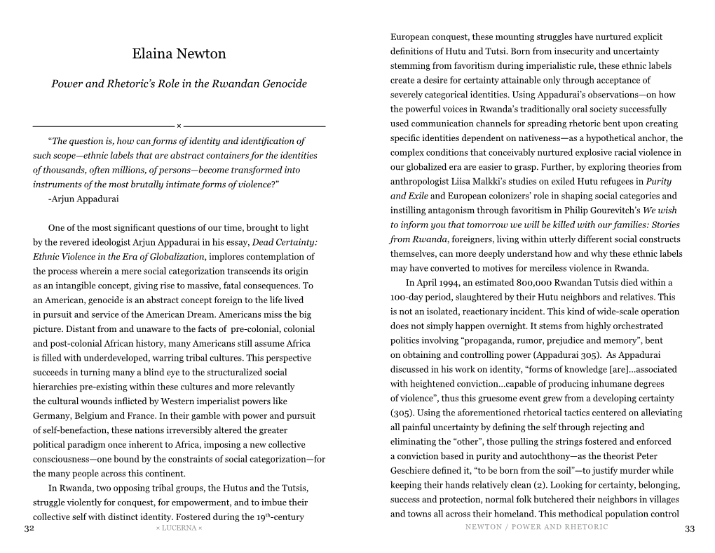 Elaina Newton Definitions of Hutu and Tutsi