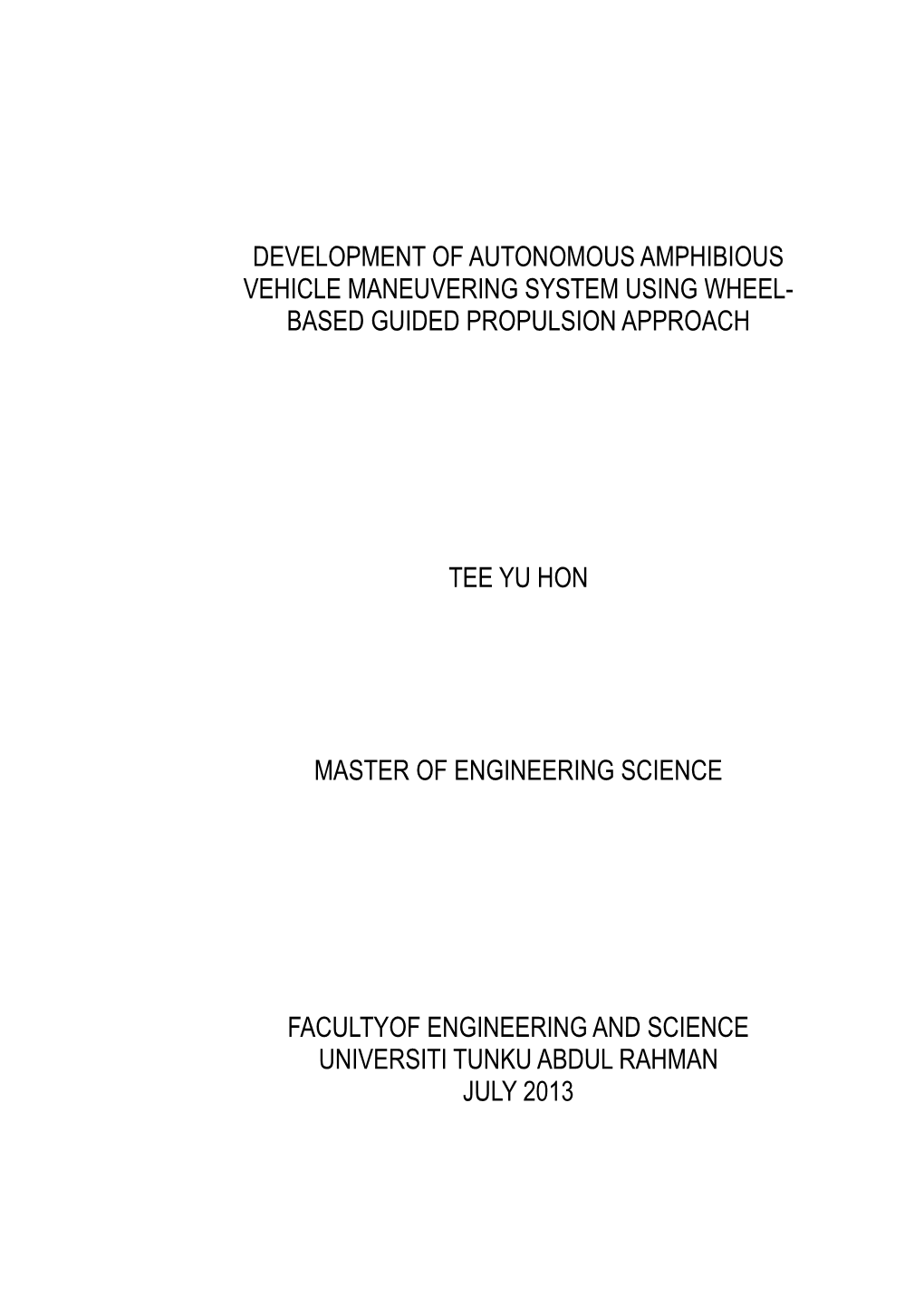 Development of Autonomous Amphibious Vehicle Maneuvering System Using Wheel- Based Guided Propulsion Approach