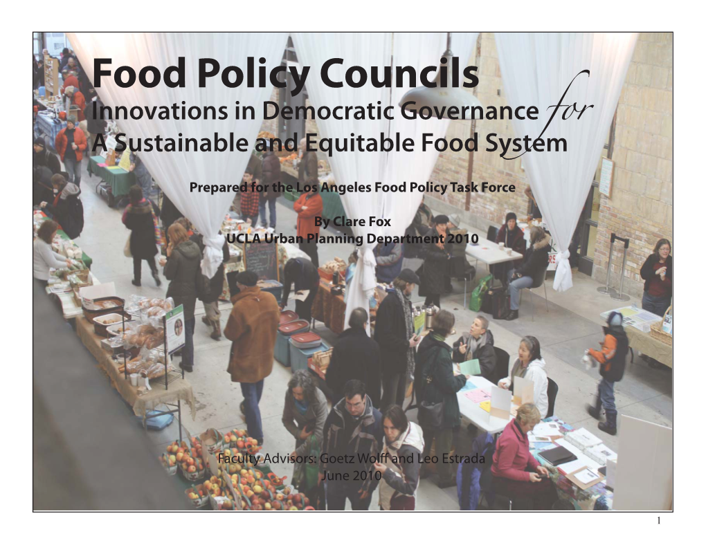 Food Policy Councils: Innovations In