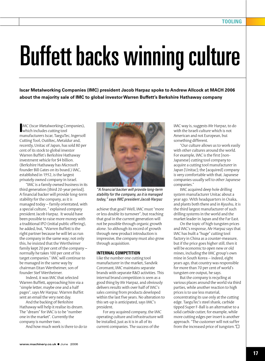 Buffett Backs Winning Culture