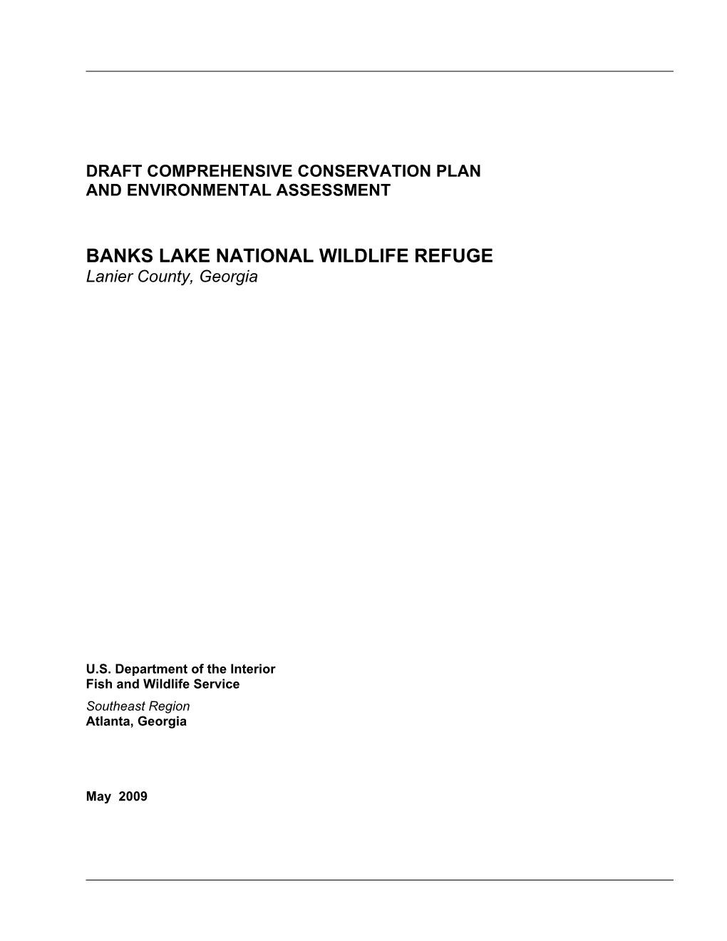 BANKS LAKE NATIONAL WILDLIFE REFUGE Lanier County, Georgia